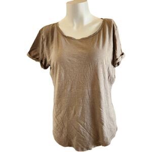 H&M basics Medium army green cuffed short sleeve crew neck t-shirt